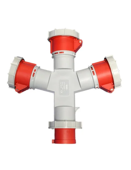 Adaptador Industrial 3P+N+T 1 clavija / 3 bases