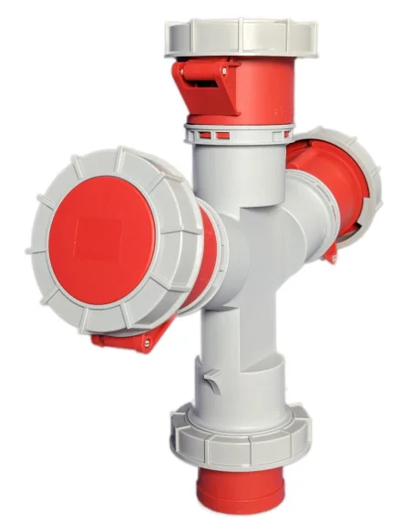 Adaptador Industrial 3P+N+T 1 clavija / 3 bases